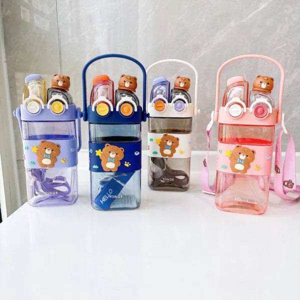 Kids Water Bottle Cartoon Bear Sipper Bottle