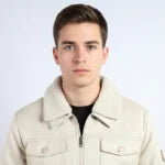 Men’s Beige Winter Jacket with Faux Shearling Lining