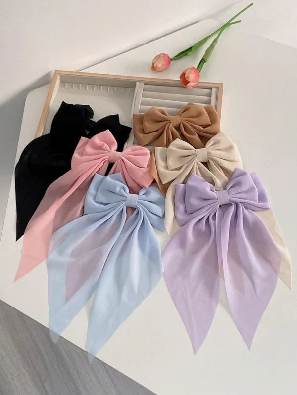 Large Satin Hair Bow for Girls | Long Ribbon Hair Clip | Elegant Hair Accessory Pakistan