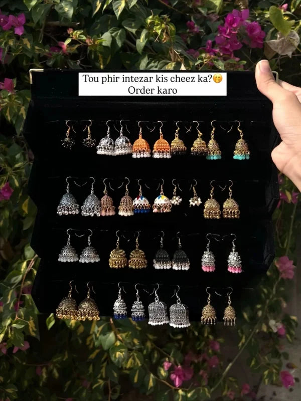 Luxury Velvet Box with 20 Premium Jhumka Earrings – Elegant Traditional Collection