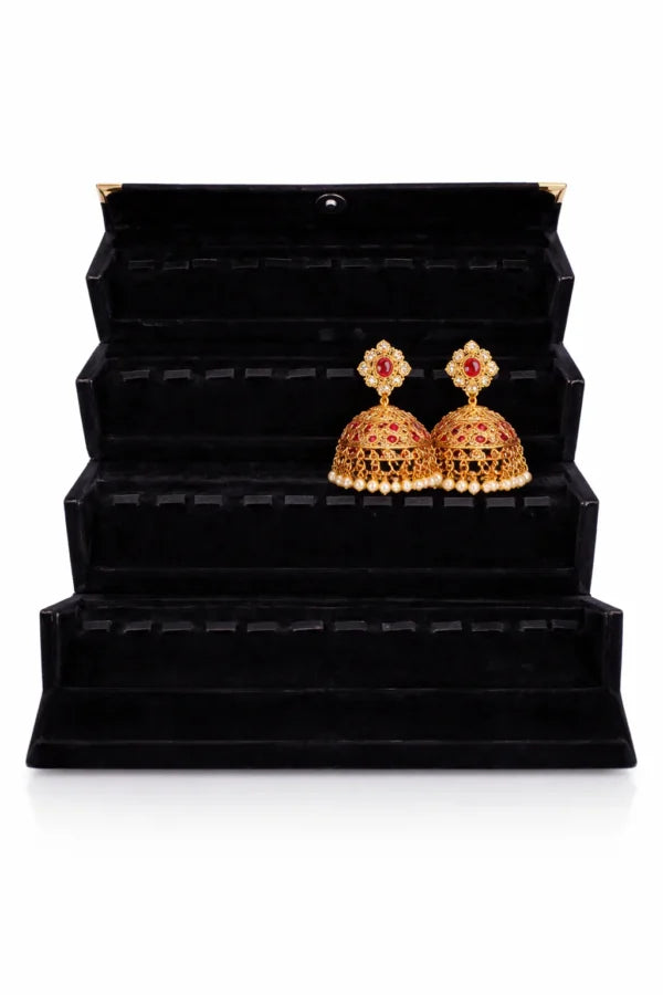 Premium Black Velvet 24 Jhumka Jewelry Box