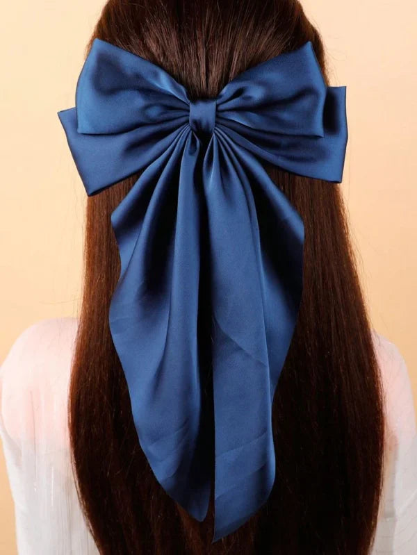 Large Satin Hair Bow for Girls | Long Ribbon Hair Clip | Elegant Hair Accessory Pakistan