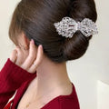 Silver Crystal Bow Hair Clip