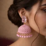 Jhumka Earrings with Ruby Stone | Traditional Party Wear Ethnic Jewelry for Women