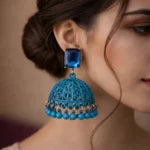 Jhumka Earrings with Ruby Stone | Traditional Party Wear Ethnic Jewelry for Women