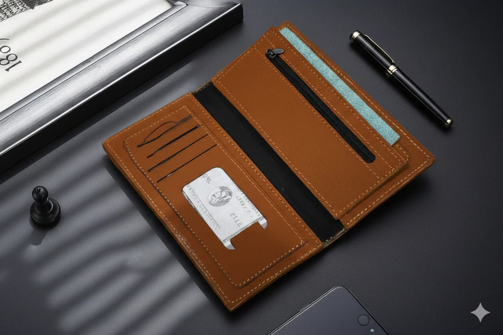 Long Wallet for Men with Zipper | Stylish Card Holder Wallet for Daily Use