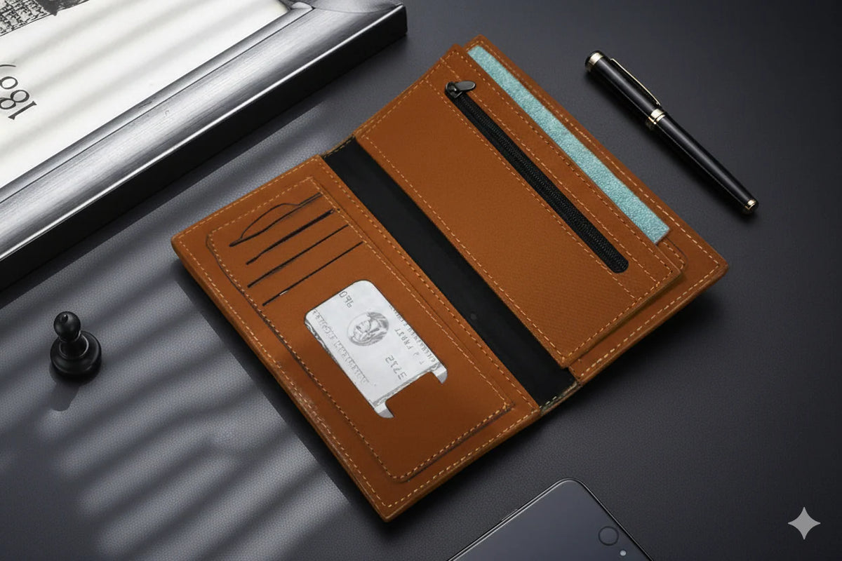 Long Wallet for Men with Zipper | Stylish Card Holder Wallet for Daily Use