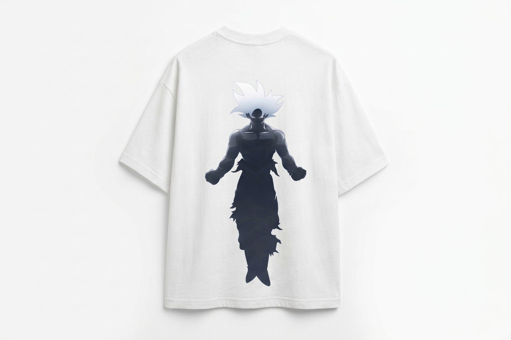 Goku Mastered Ultra Instinct Silhouette Oversized T-Shirt (Premium White)