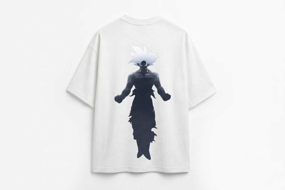 Goku Mastered Ultra Instinct Silhouette Oversized T-Shirt (Premium White)