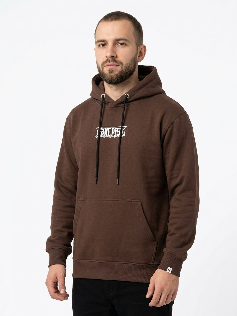 Luffy Graphic Oversized Hoodie – Brown | WARDRO