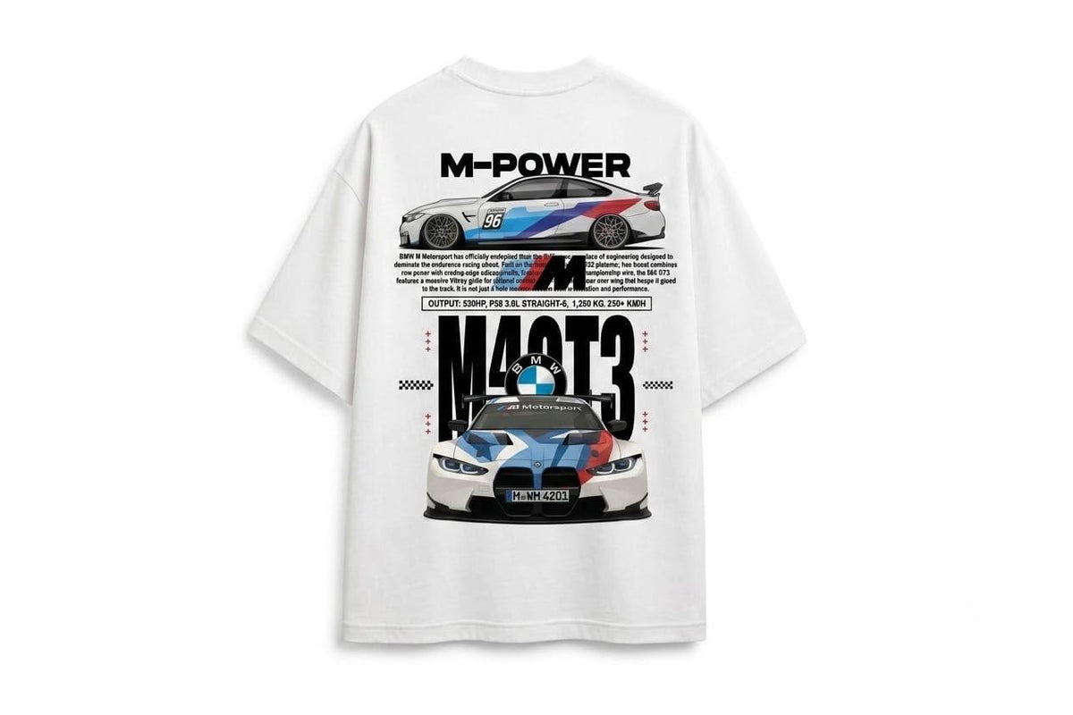 M-Power M3 Racing Graphic T-Shirt – White | WARDRO