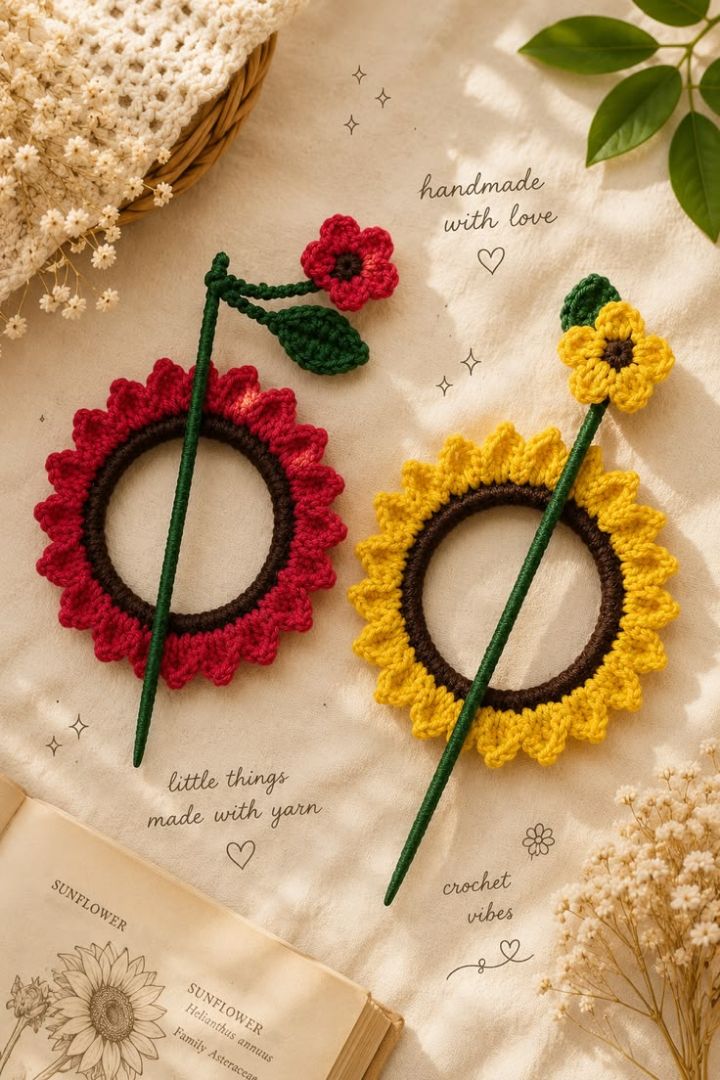 Handmade Crochet Flower Decor – Colorful Yarn Flowers, Crochet Floral Craft & Handmade Yarn Decoration