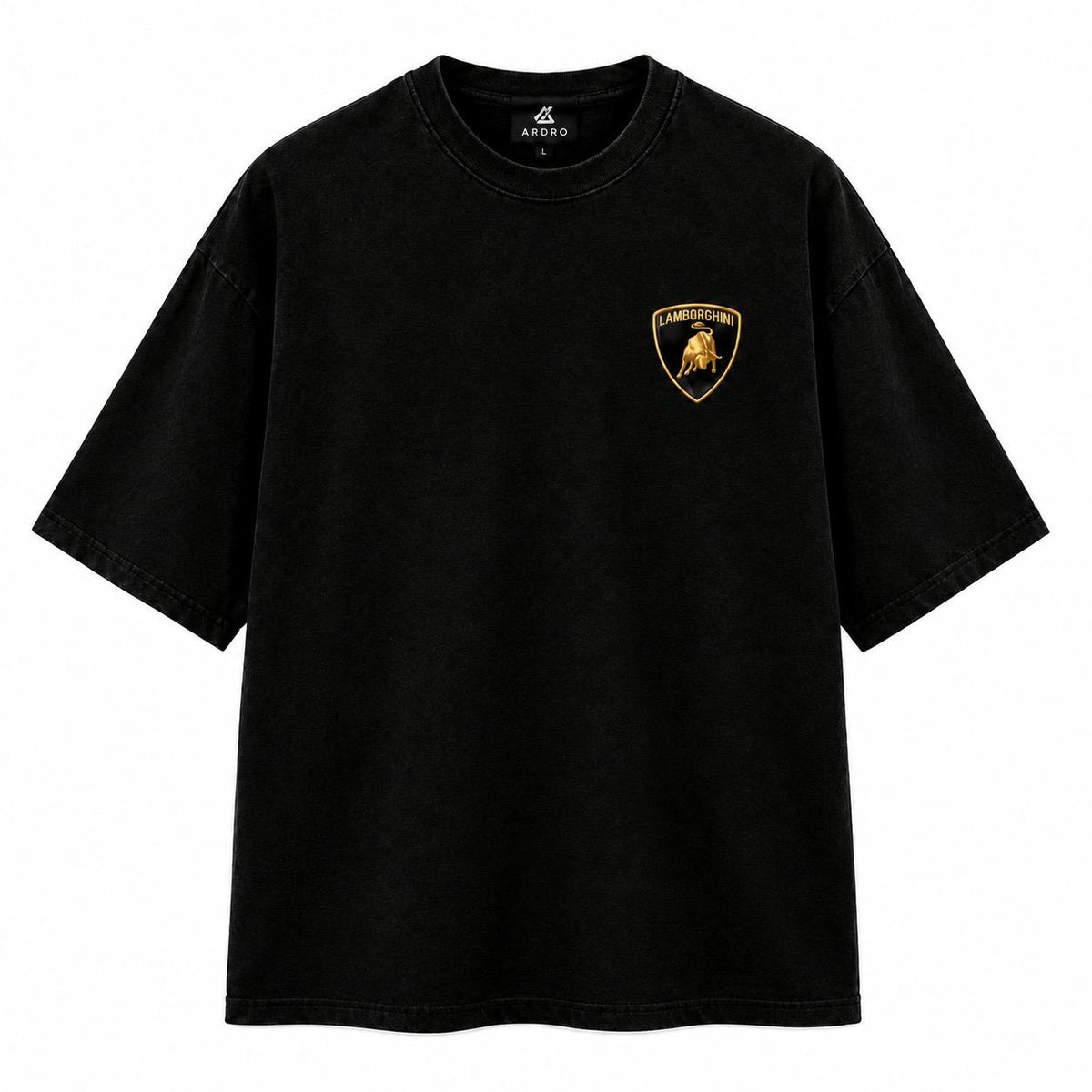 Lamborghini Aventador "Born to Drive" Oversized Graphic T-Shirt - Black