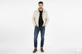 Men’s Beige Winter Jacket with Faux Shearling Lining