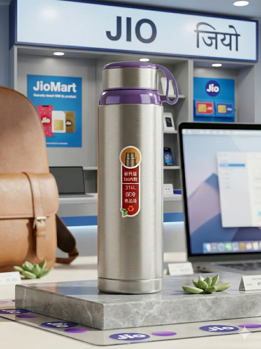 1 Liter Stainless Steel Water Bottle – 1000ml Vacuum Insulated Thermos Flask for Hot & Cold Drinks