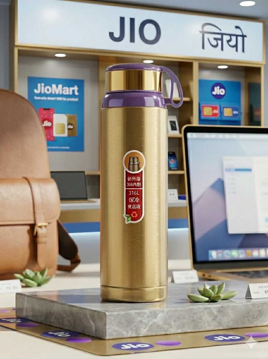 1 Liter Stainless Steel Water Bottle – 1000ml Vacuum Insulated Thermos Flask for Hot & Cold Drinks
