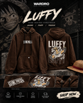 Luffy Graphic Oversized Hoodie – Brown | WARDRO